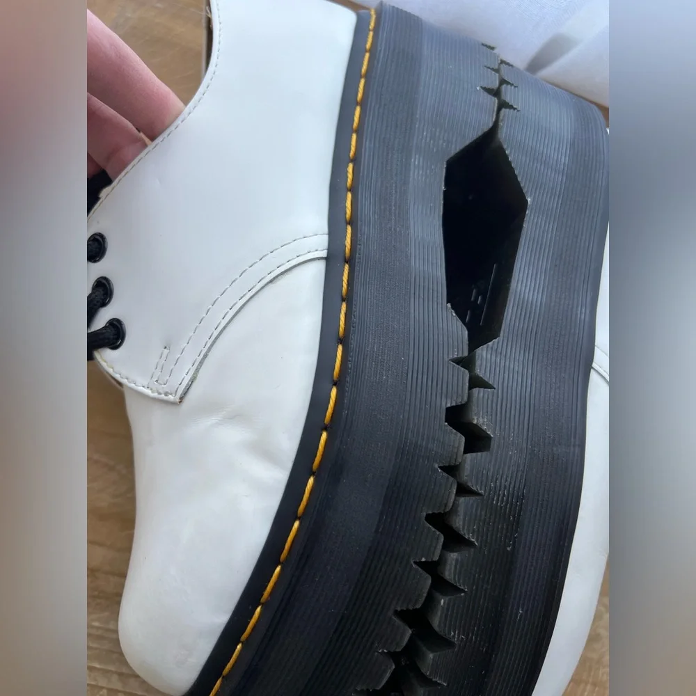 Dr. Martens 1461 Quad White Smooth Leather Platform Shoes Women’s Size 6